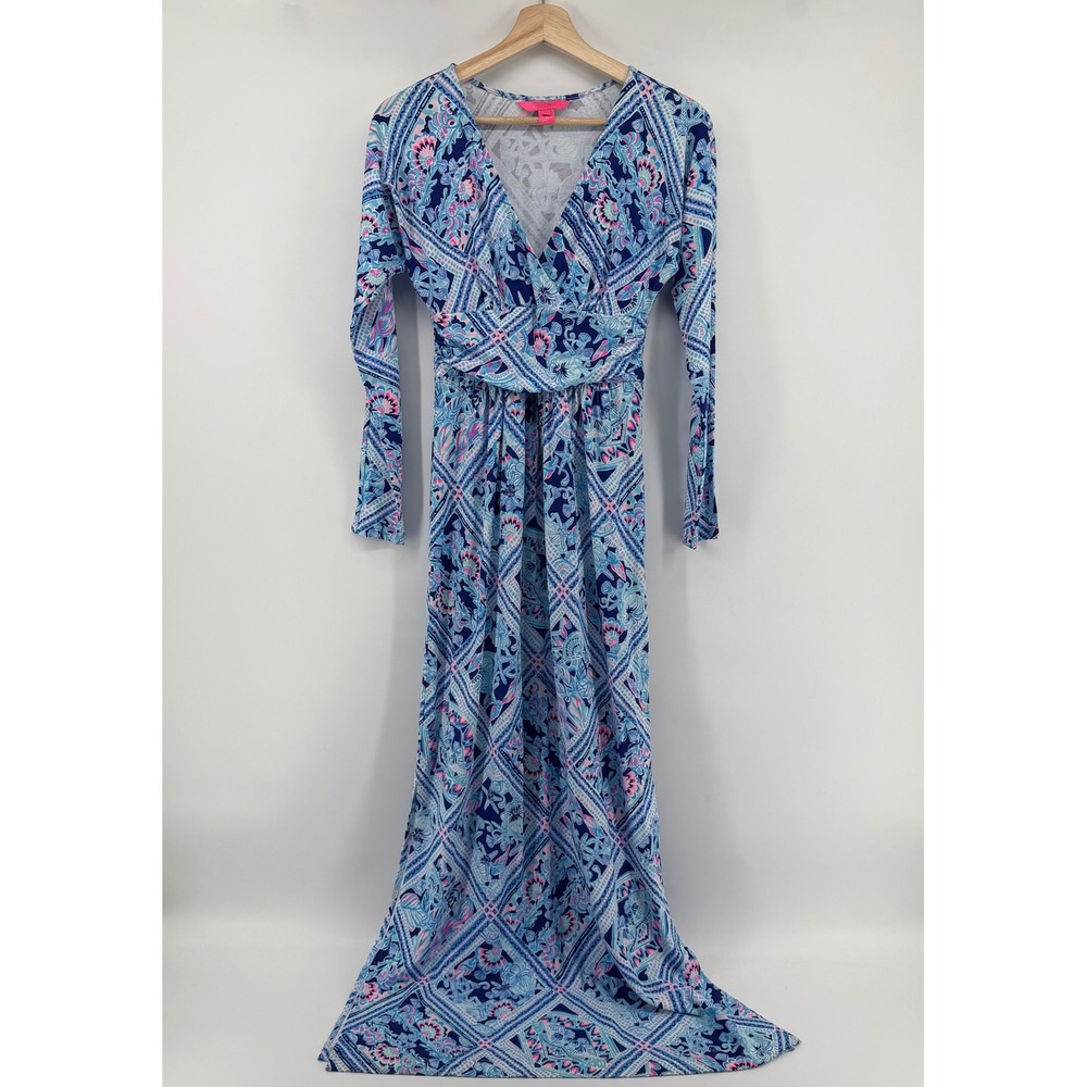 Lilly Pulitzer Nichola Maxi Dress Size Xsmall Meet Me On The Dock Zanzibar Blue